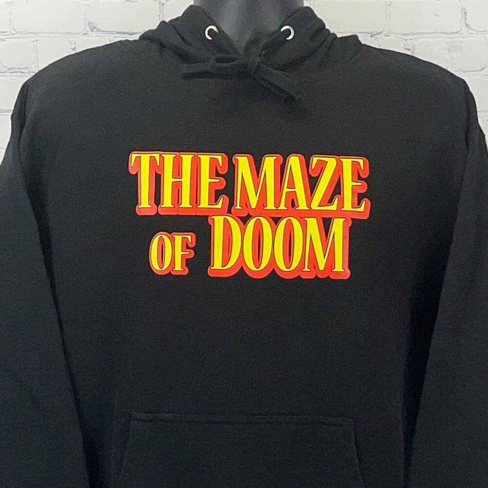 The Maze of Doom Hoodie L Large Black Hooded Sweatshirt Long Sleeve Pocket